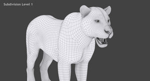 Animated White Tiger 3D Model Thumbnail