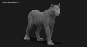 Animated White Lynx 3D Model Thumbnail