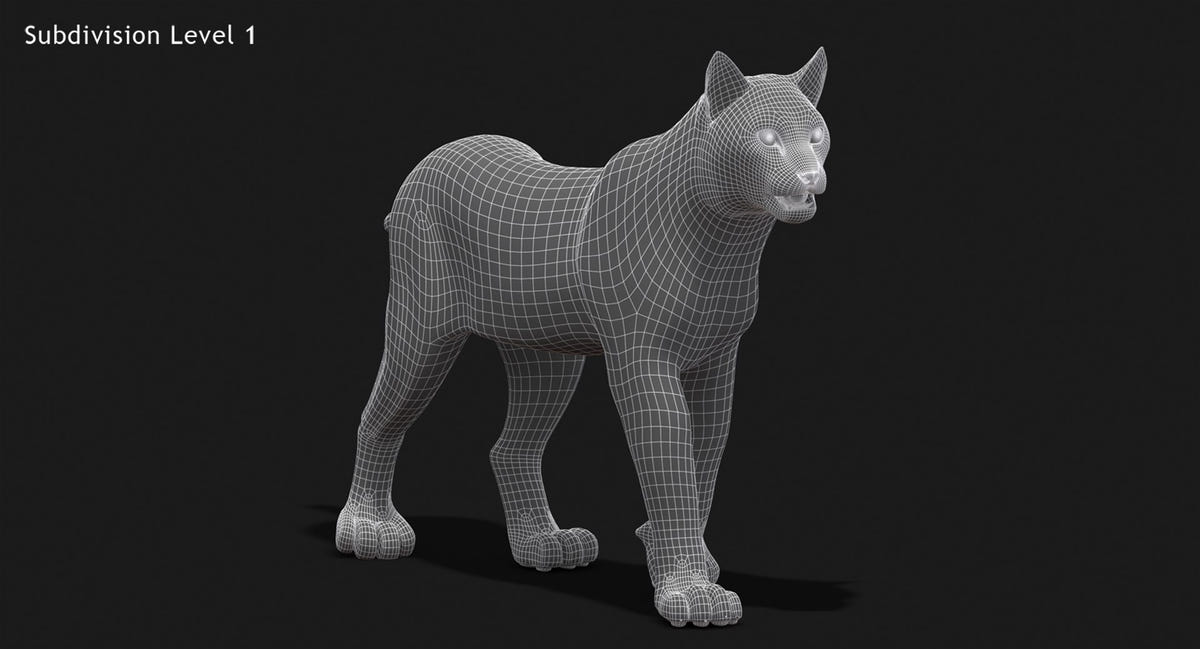 Animated White Lynx 3D Model - Game-Ready