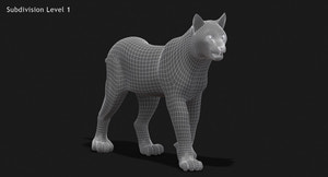 Animated White Lynx 3D Model Thumbnail
