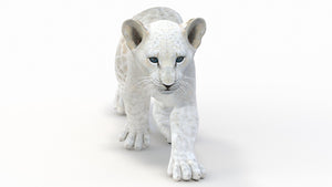 Animated White Lion Cub 3D Model - Game Ready Thumbnail