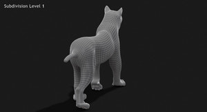 Animated Lynx 3D Model Wireframe View Subdivision Level 1 Thumbnail