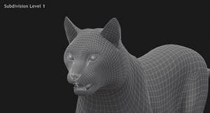 Animated Lynx 3D Model Wireframe View Subdivision Level 1 Thumbnail