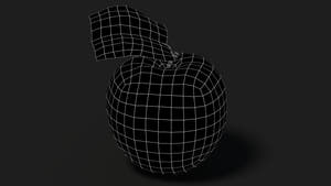 Apple Fruit 3D Model Wireframe View - Subdivision Level 0 Thumbnail