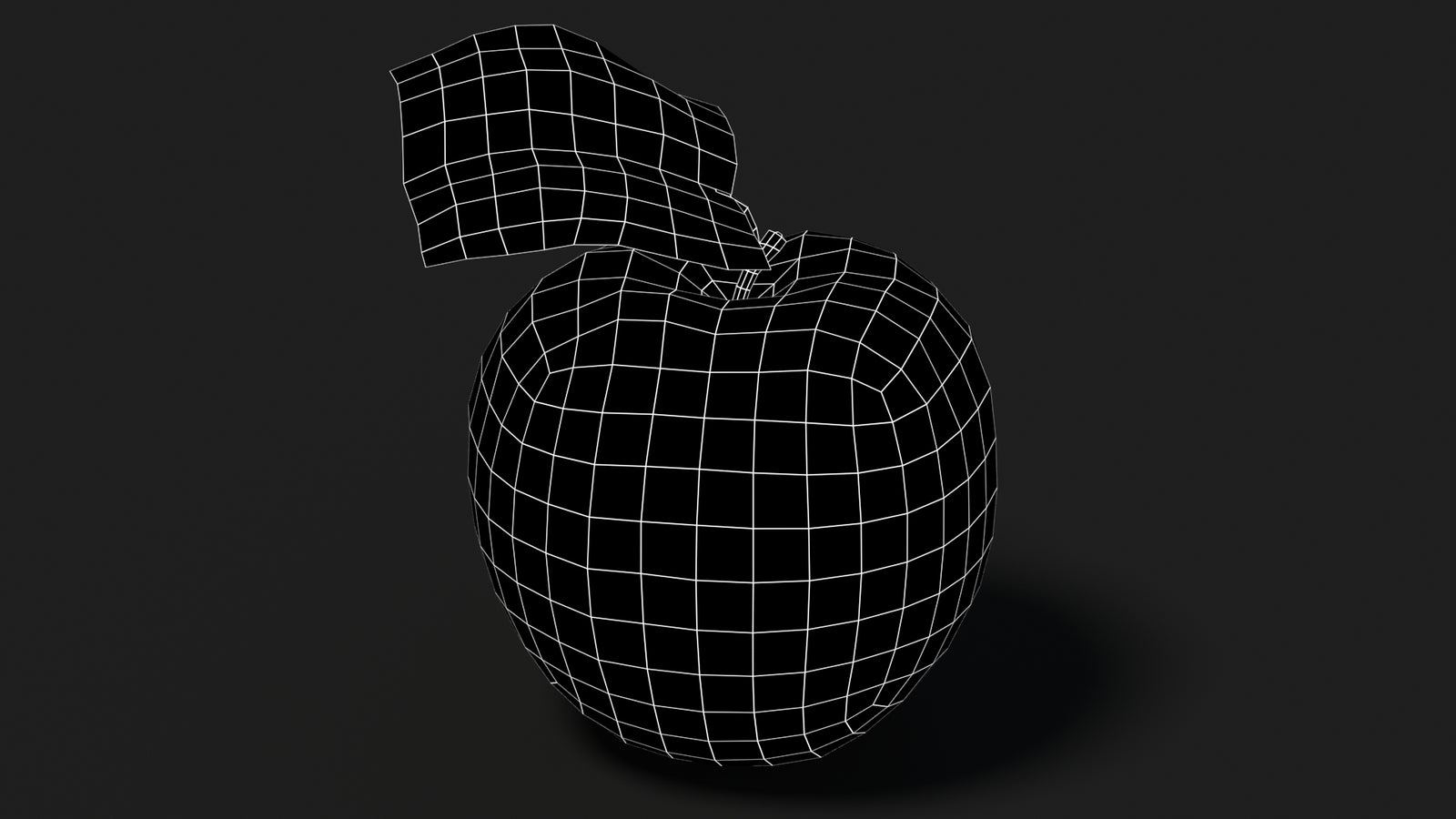 Apple Fruit 3D Model Wireframe View - Subdivision Level 0