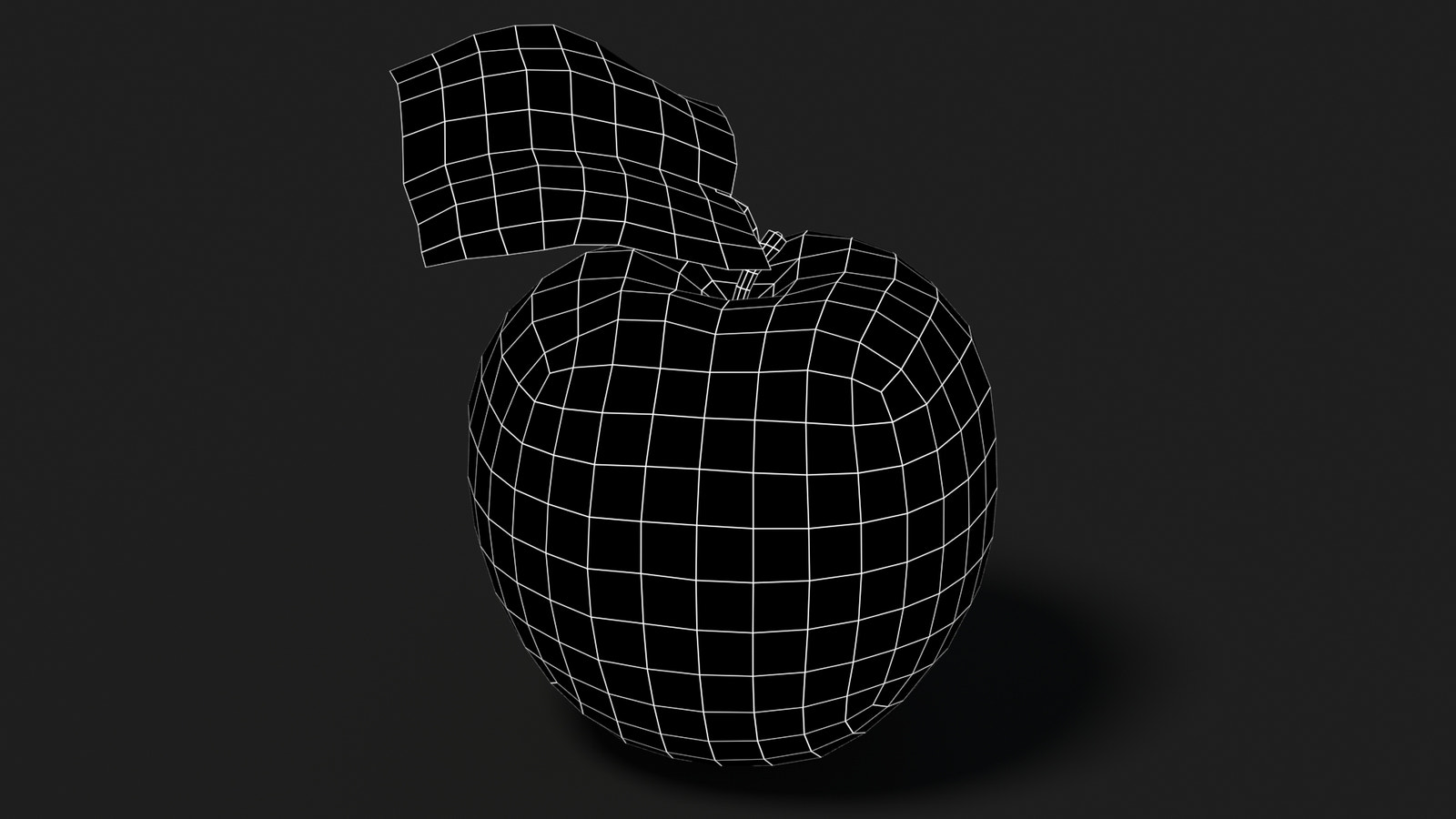 Apple Fruit 3D Model Wireframe View - Subdivision Level 0