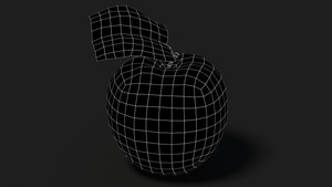 Apple Fruit 3D Model Wireframe View - Subdivision Level 0 Thumbnail