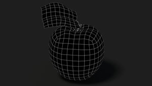 Apple Fruit 3D Model Wireframe View - Subdivision Level 0 Thumbnail