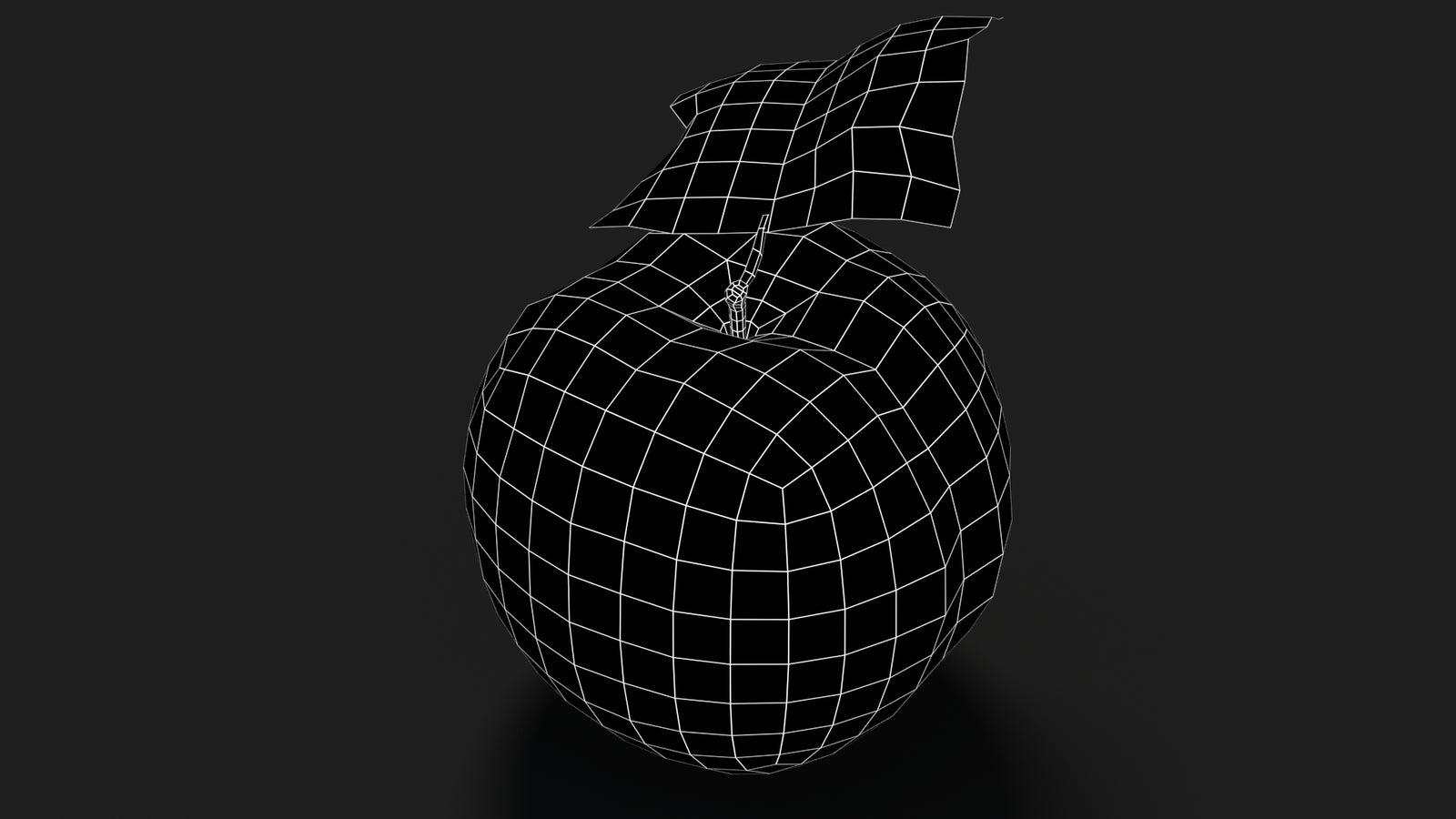 Apple Fruit 3D Model Wireframe View - Subdivision Level 0