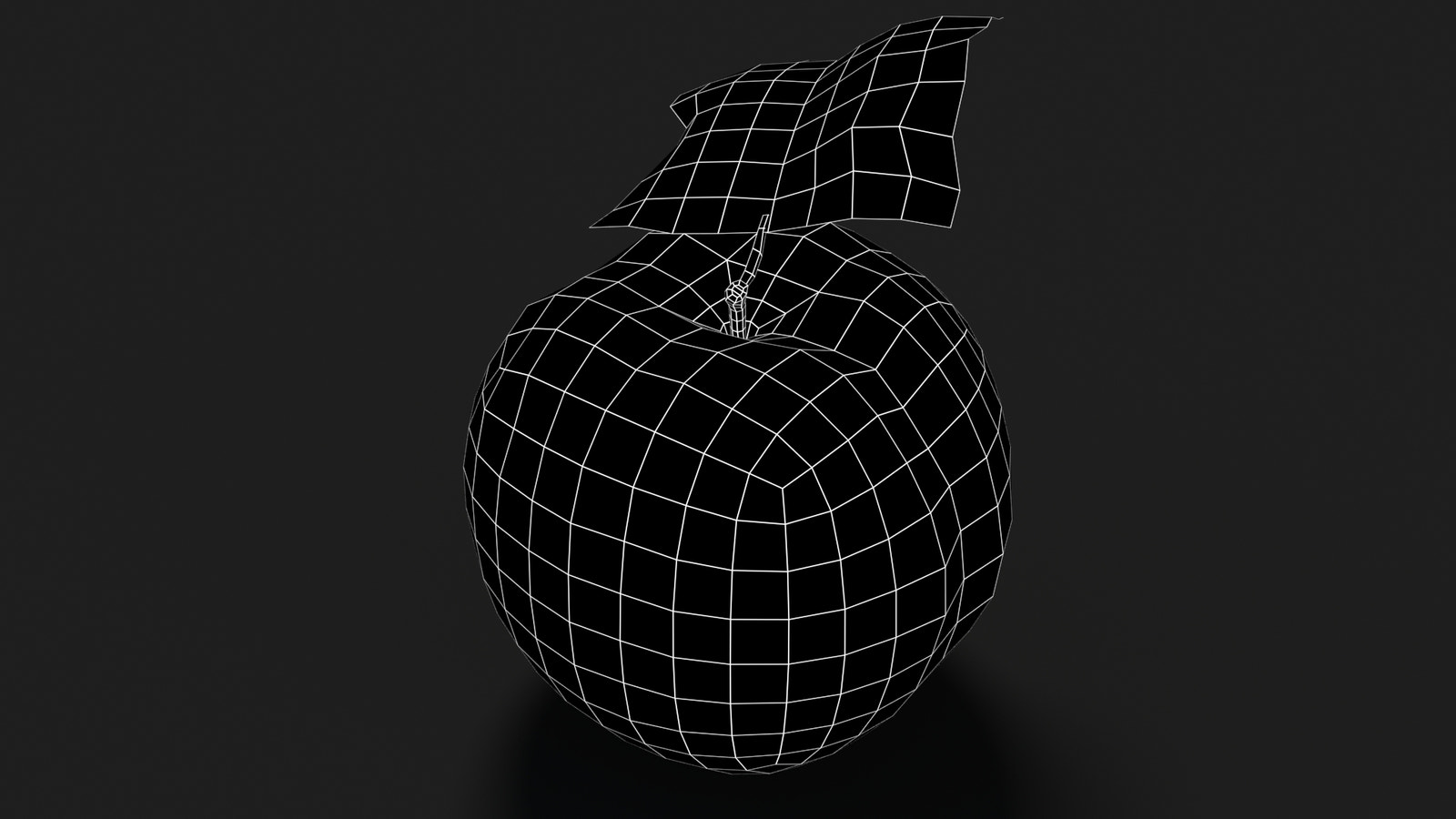 Apple Fruit 3D Model Wireframe View - Subdivision Level 0