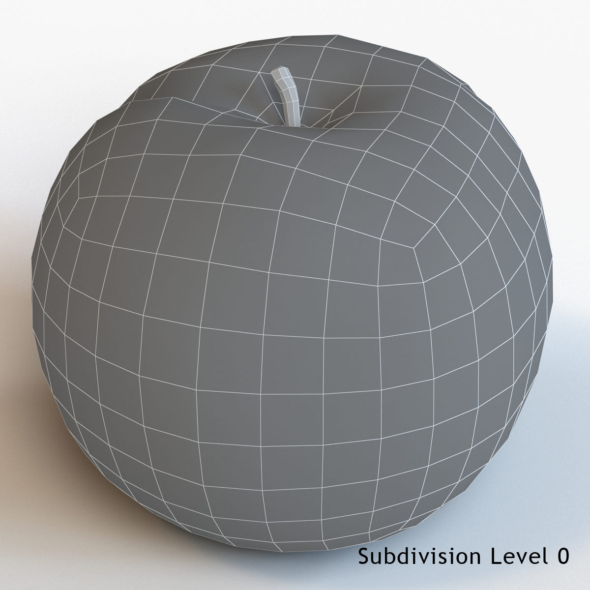 Red Apple 3D Model Wireframe View 0