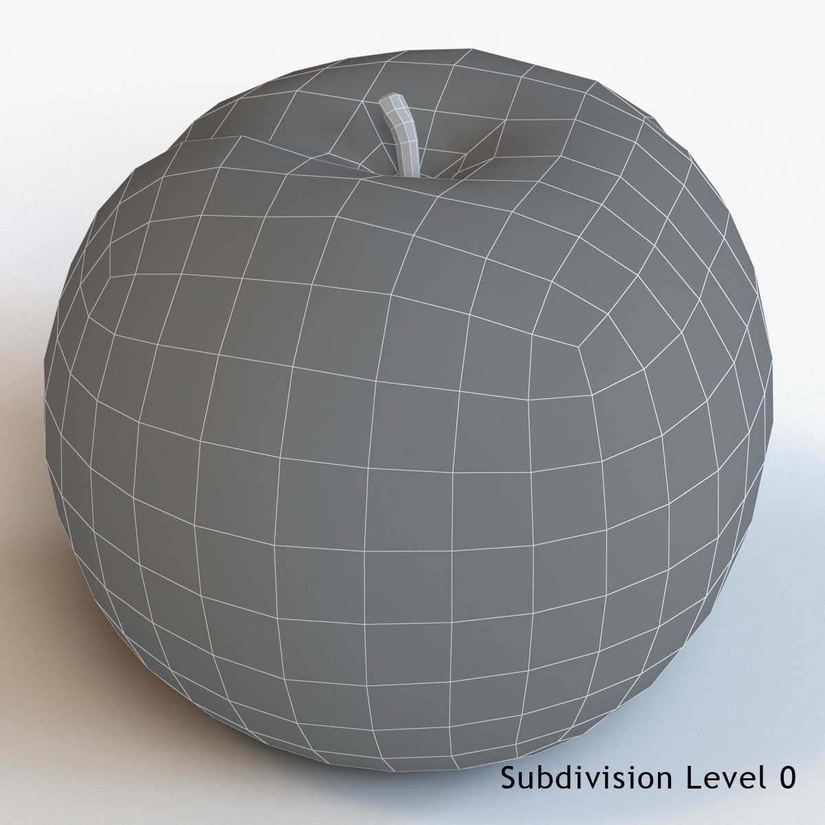 Red Apple 3D Model Wireframe View 0