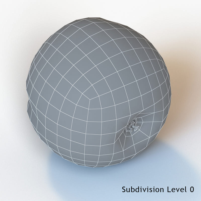 Red Apple 3D Model Wireframe View 0