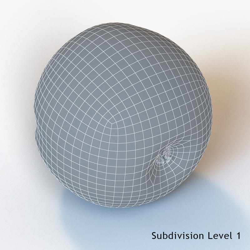 Red Apple 3D Model Wireframe View 1