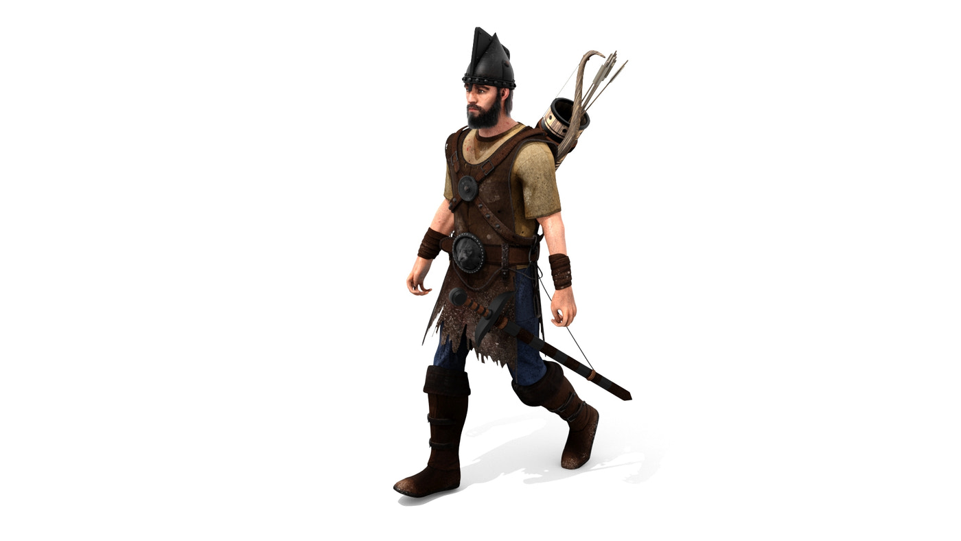 Animated Archer 3D Model Hair - 360 Degree View