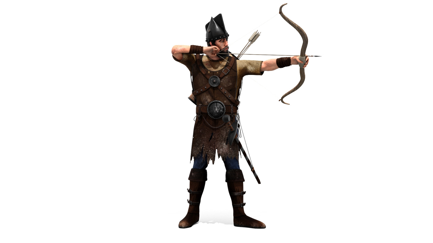 Animated Archer 3D Model Hair - 360 Degree View