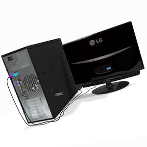 LG computer monitor and tower on a white background Thumbnail