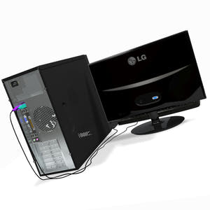 LG computer monitor and tower on a white background Thumbnail