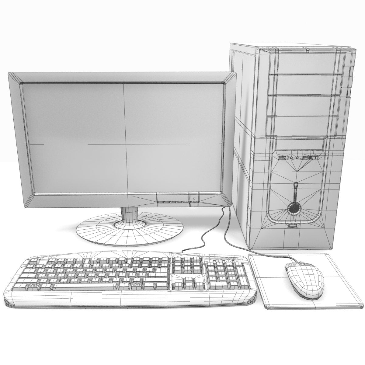 Computer 3D Model - Wireframe View: Sumdivision Level 0