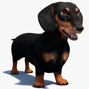 Black Dachshund Dog 3D Model for Download