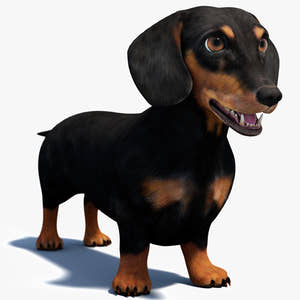 Black Dachshund Dog 3D Model for Download Thumbnail