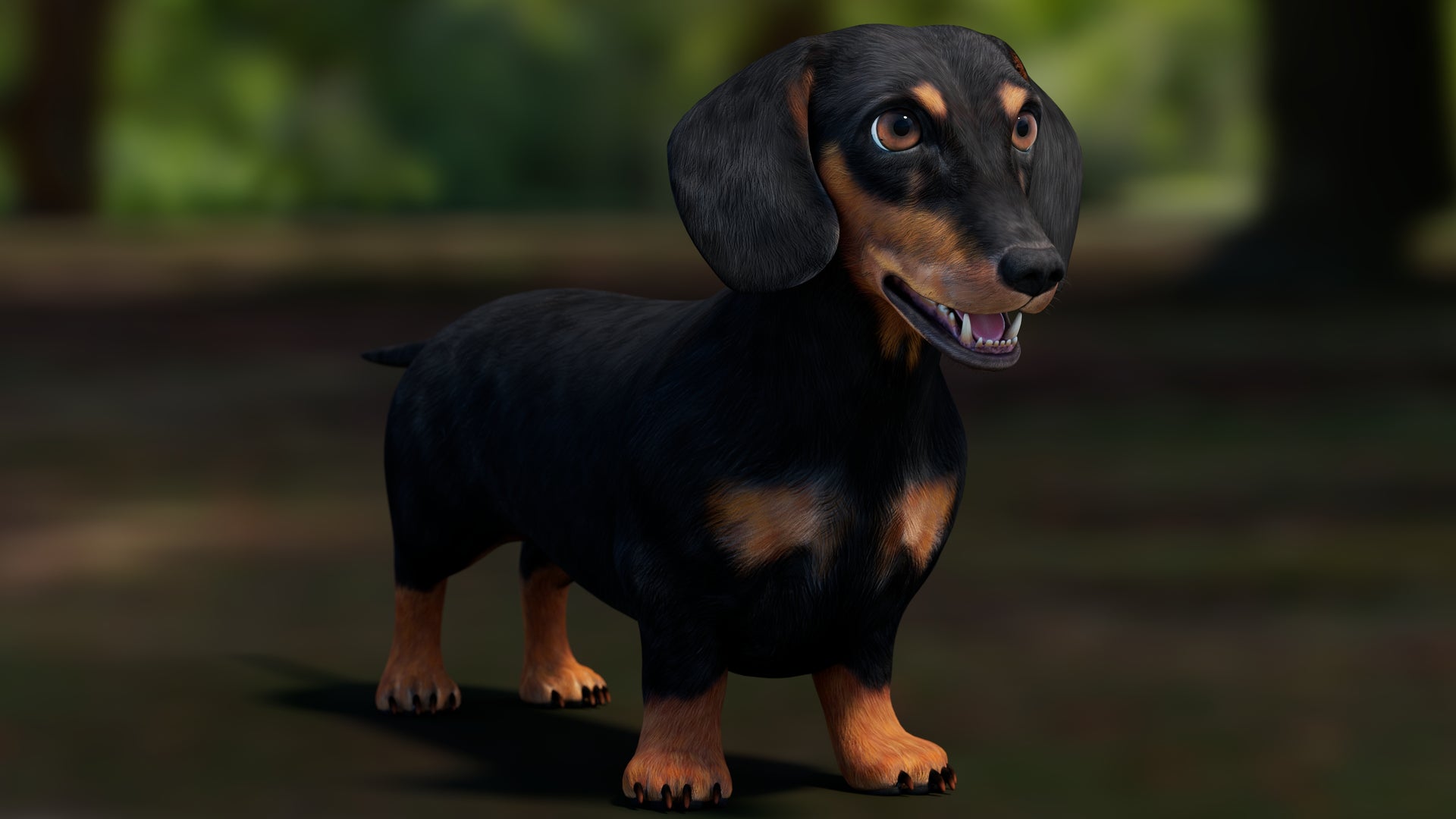 Black Dachshund Dog 3D Model for Download