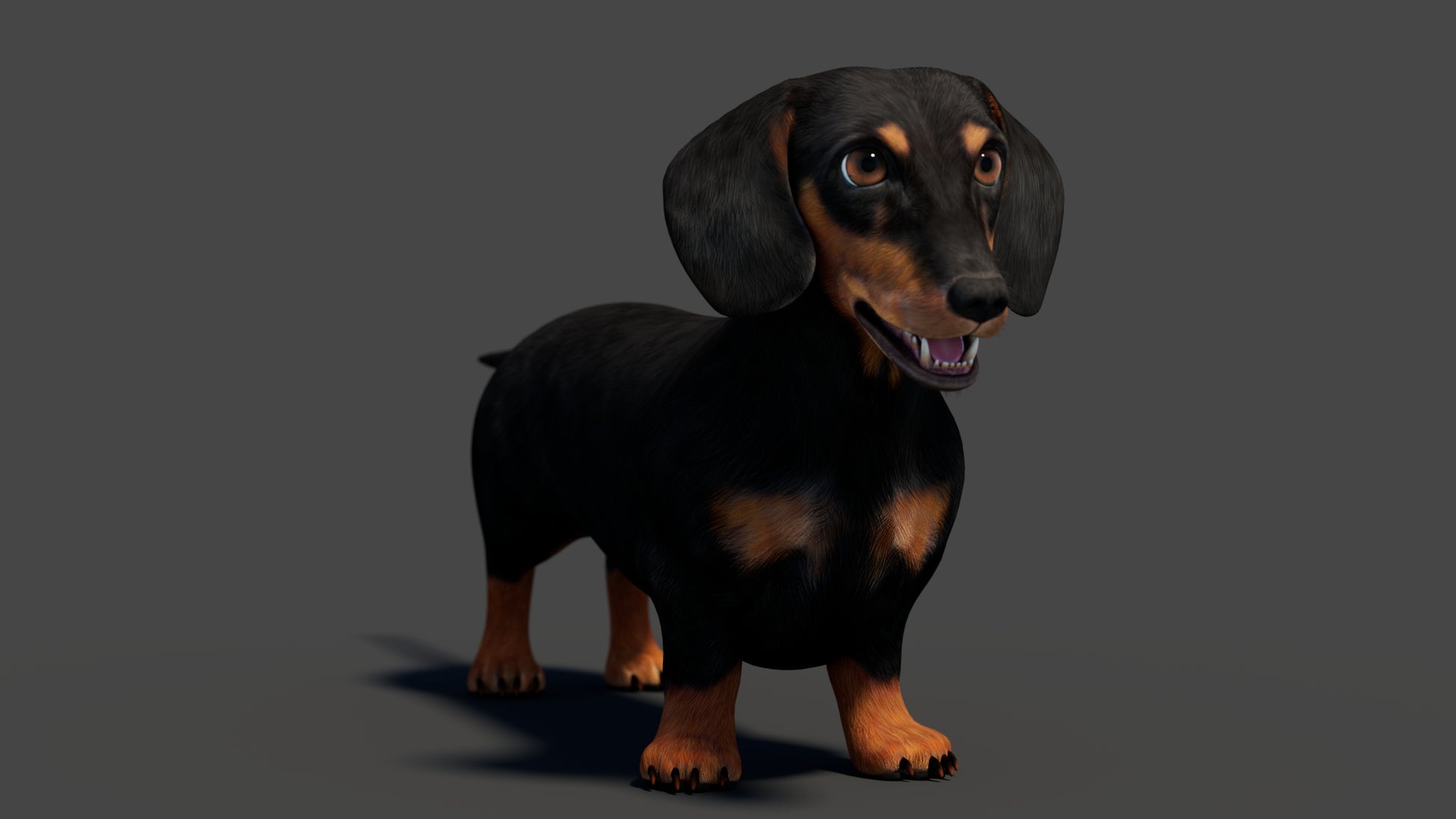 Black Dachshund Dog 3D Model for Download