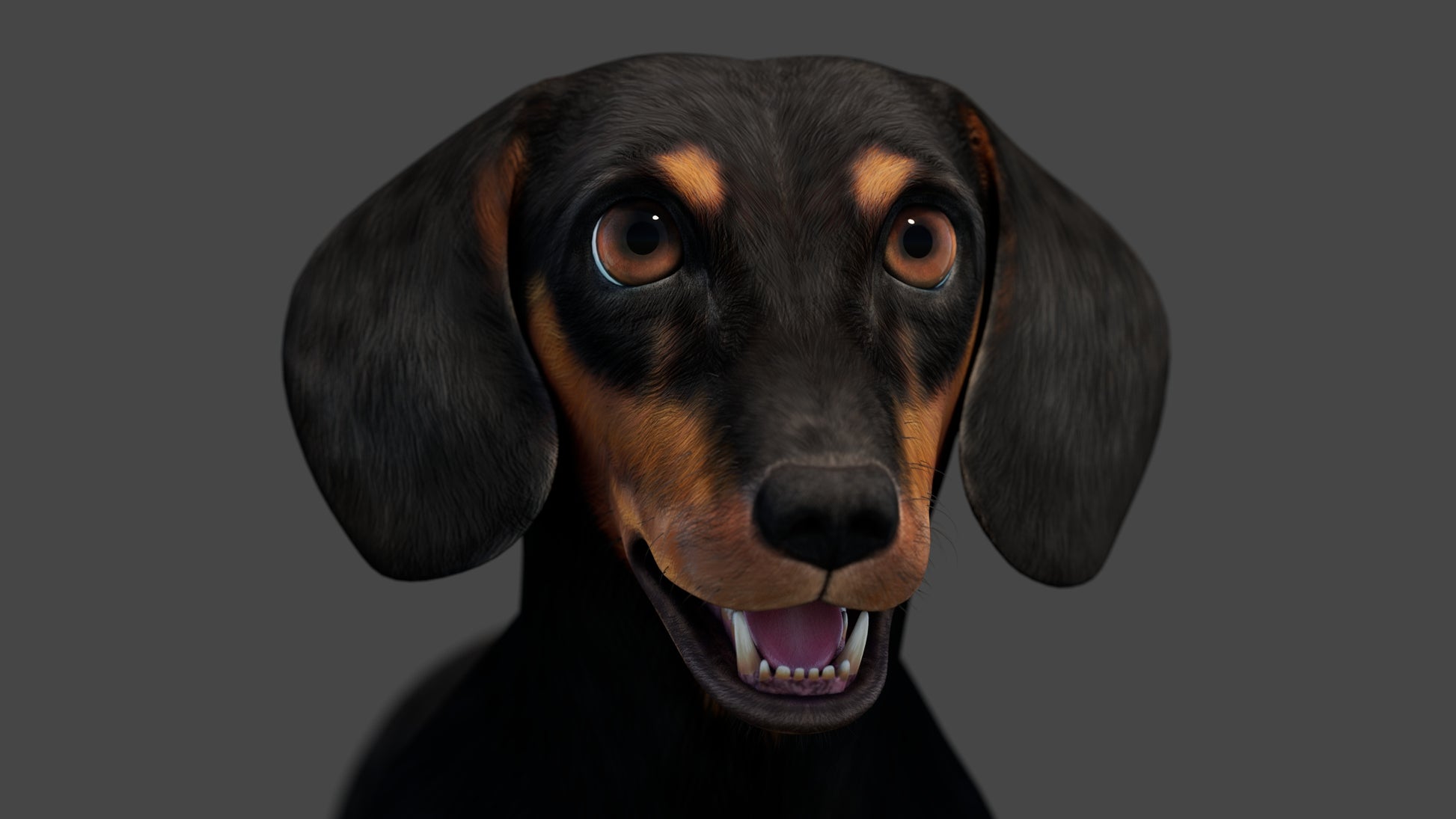 Black Dachshund Dog 3D Model for Download