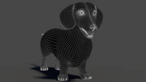 Black Dachshund Dog 3D Model with Fur Thumbnail