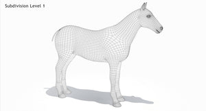 Black Horse 3D Model Fur Thumbnail