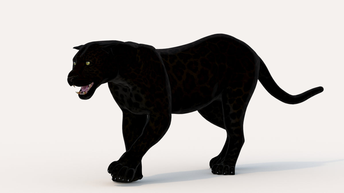 Black Panther 3D Model Walking on white background
