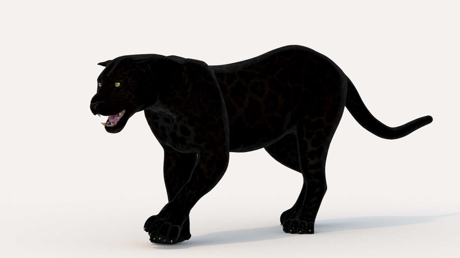 Black Panther 3D Model Walking on white background