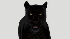 Black panther with glowing green eyes on a white background Thumbnail