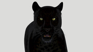Black panther with glowing green eyes on a white background Thumbnail