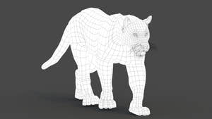 Wireframe view of black panther 3d model Thumbnail