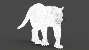 Wireframe view of black panther 3d model Thumbnail