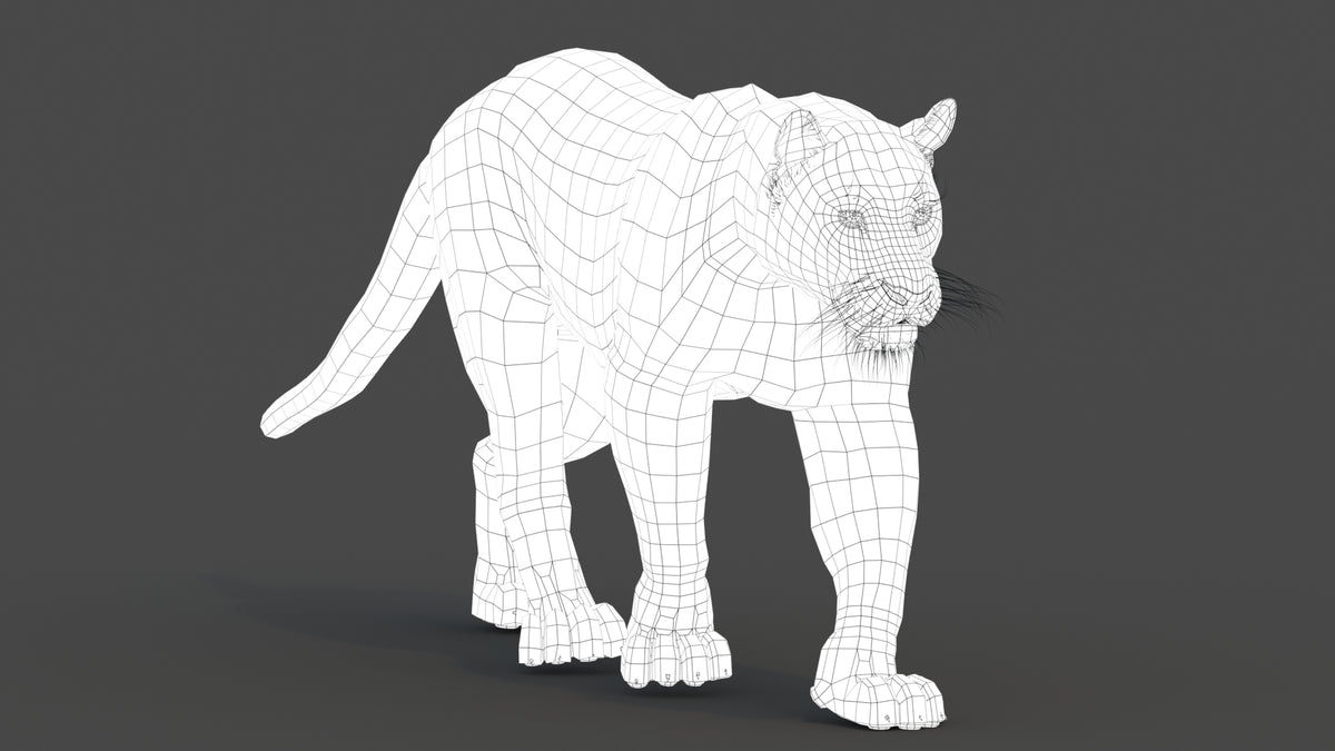 Wireframe view of black panther 3d model