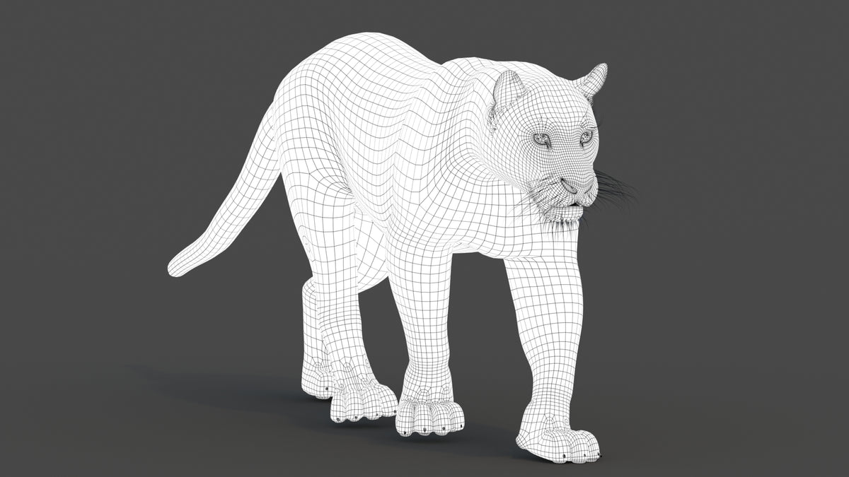 Wireframe view of black panther 3d model subdivision 1