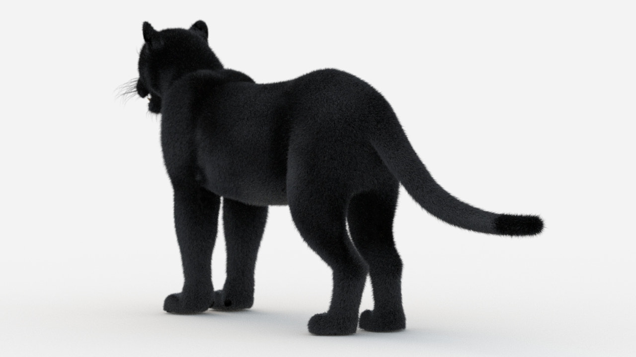 Black Panther 3D Model with Fur