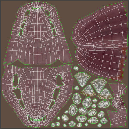 Black panther 3D model — mouth UV layout showing gums, tongue, teeth, and inner mouth UDIMs