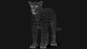 Black Panther 3D Model: Wireframe View - Subdivision Level O Thumbnail