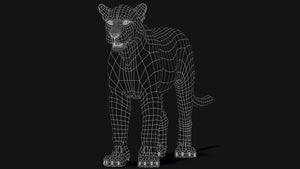 Black Panther 3D Model: Wireframe View - Subdivision Level O Thumbnail
