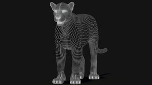 Black Panther 3D Model: Wireframe View - Subdivision Level 1 Thumbnail