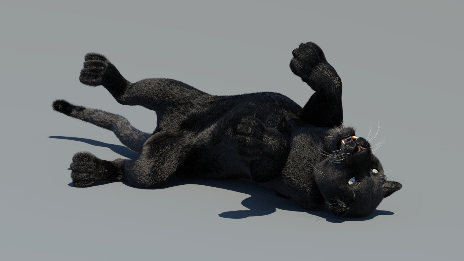 Animated Black Panther 3D Model with Fur