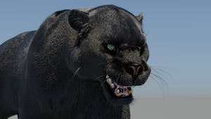 Animated Black Panther 3D Model with Fur Thumbnail