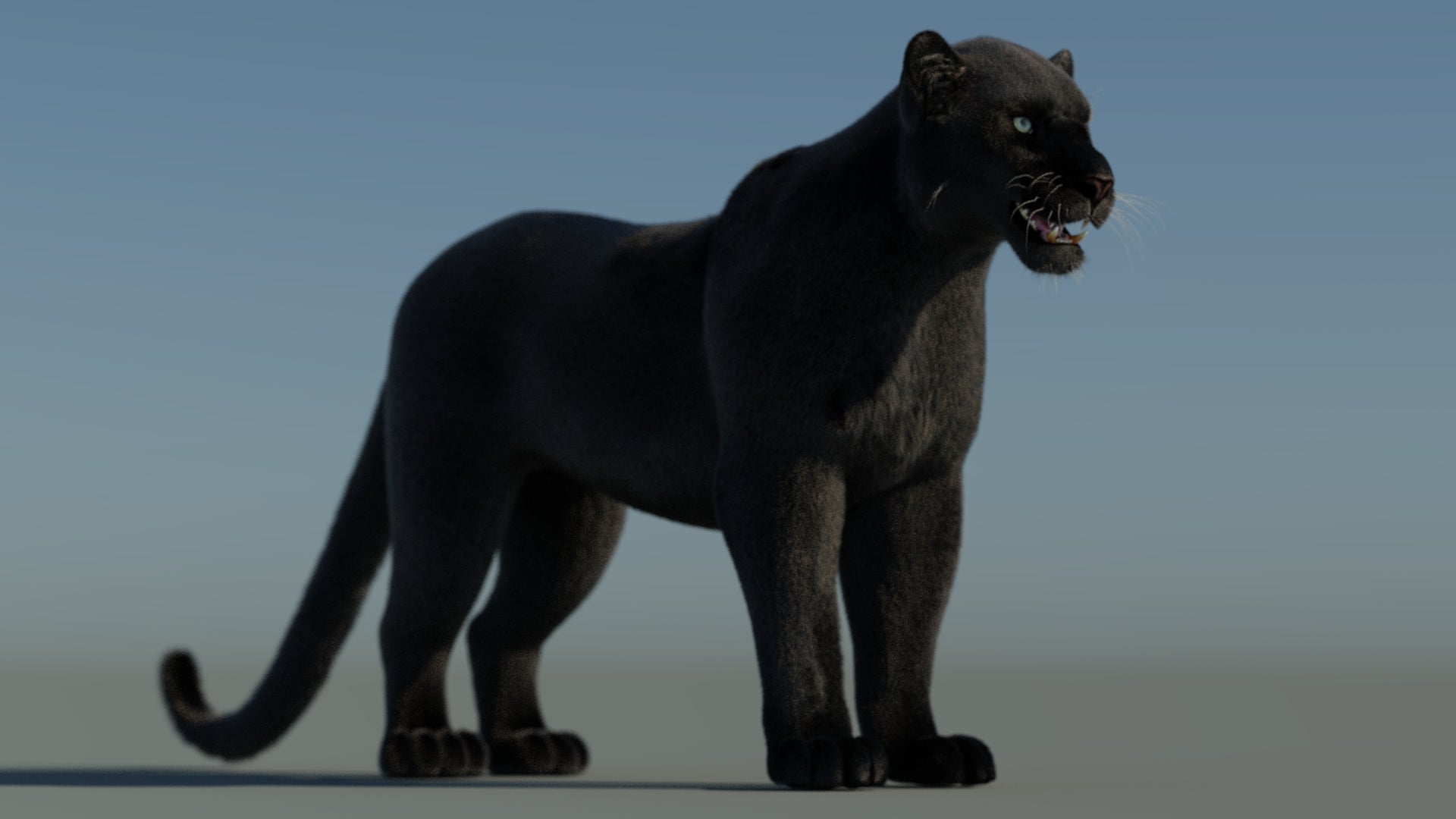 Black Panther 3D Model with Fur