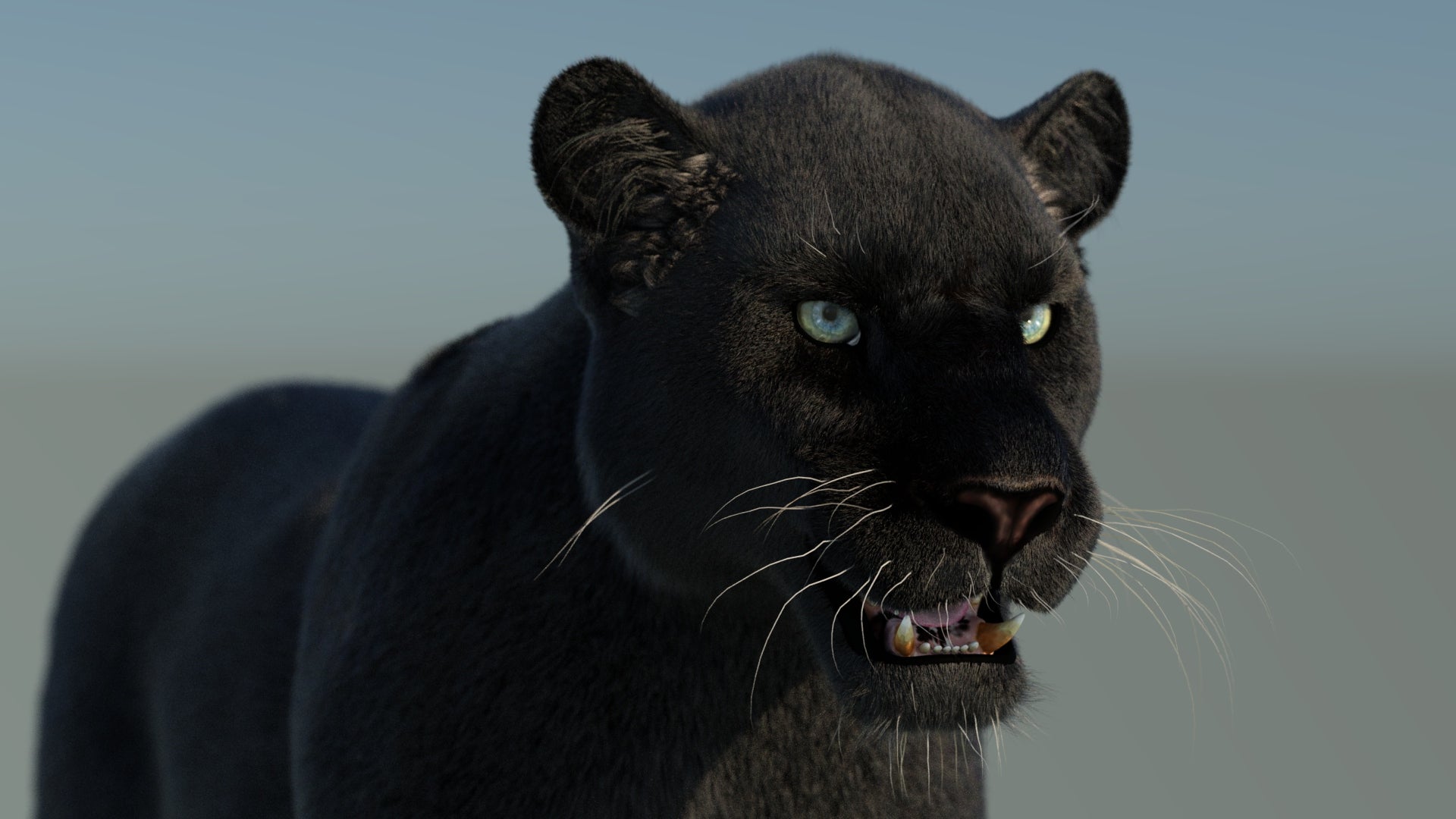 Black Panther 3D Model with Fur