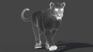 Rigged Black Panther 3D Model Wireframe 1 Thumbnail