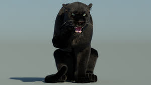 Rigged Black Panther 3D Model with Fur Thumbnail