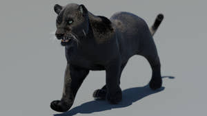 Rigged Black Panther 3D Model with Fur Thumbnail